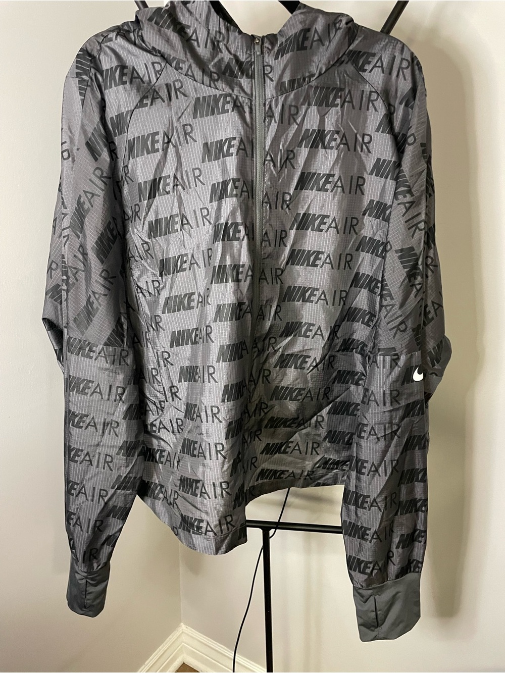 Nike Gray Allover 'Nike Air' Print Windbreaker Jacket